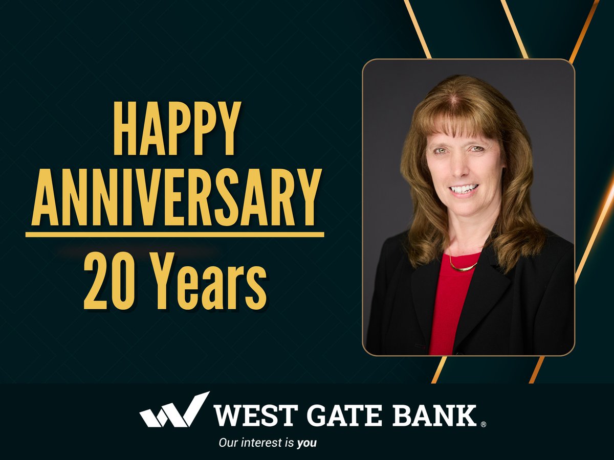 WestGateBank's tweet photo. Congratulations to Cheryl for reaching the 20th anniversary milestone with West Gate Bank this month! Thank you for all that you do and demonstrating the bank's Code of Excellence on a daily basis. #employeeanniversary #communitybank https://t.co/6bLPS3Acsx
