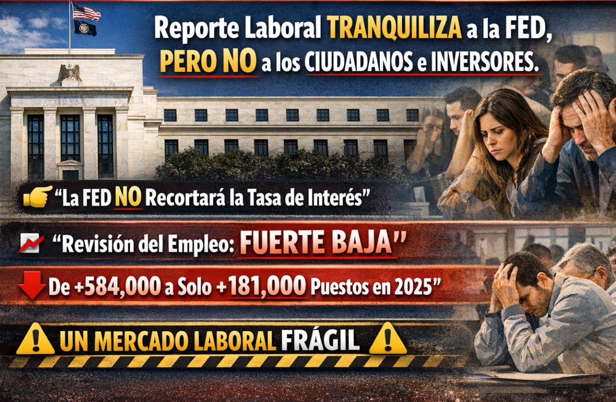 techconcatalina's tweet image. ⚠️ÚLTIMO⚠️

EL REPORTE LABORAL TRANQUILIZA A LA FED PERO NO A LOS CIUDADANOS E INVERSORES.

👉La FED muy seguramente va a usar los datos de hoy para JUSTIFICAR el NO recortar la tasa de interés

👀Pero lo cierto es que las REVISIONES y AJUSTES hechos siguen mostrando un mercado…