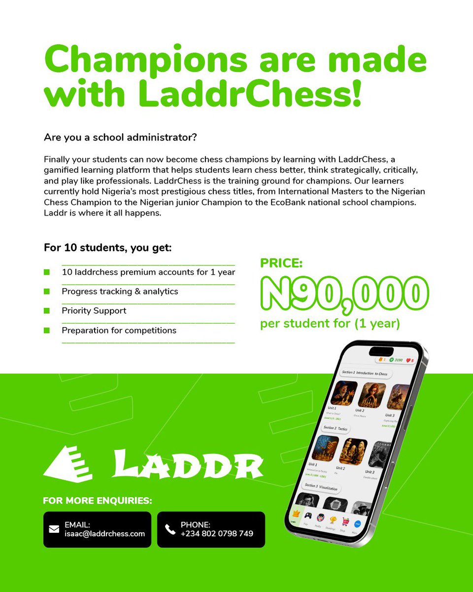 Okekeissac's tweet photo. Do you wish to make your students Champions?

Laddr would make it reality.

Click the link below to sign up for the program⬇️
https://t.co/bO89pG4o4Y https://t.co/RlzY5vNV5v
