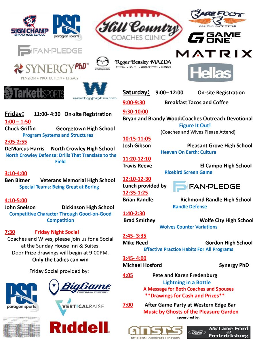 We will be kicking off our 12th year on Friday, 2/13/26 in Fredericksburg! Looking forward to some great talks by Coach Griffin <a href="/CoachGriffGHS/">Chuck Griffin</a>, Coach Harris, <a href="/DemarcusHarri01/">Coach Harris</a>, Coach Bitner <a href="/vmhs_football/">VMHS Eagles Football</a> and Coach Snelson <a href="/DickinsonFB/">DHSGatorFB</a>. Registration will begin onsite at 11 am.