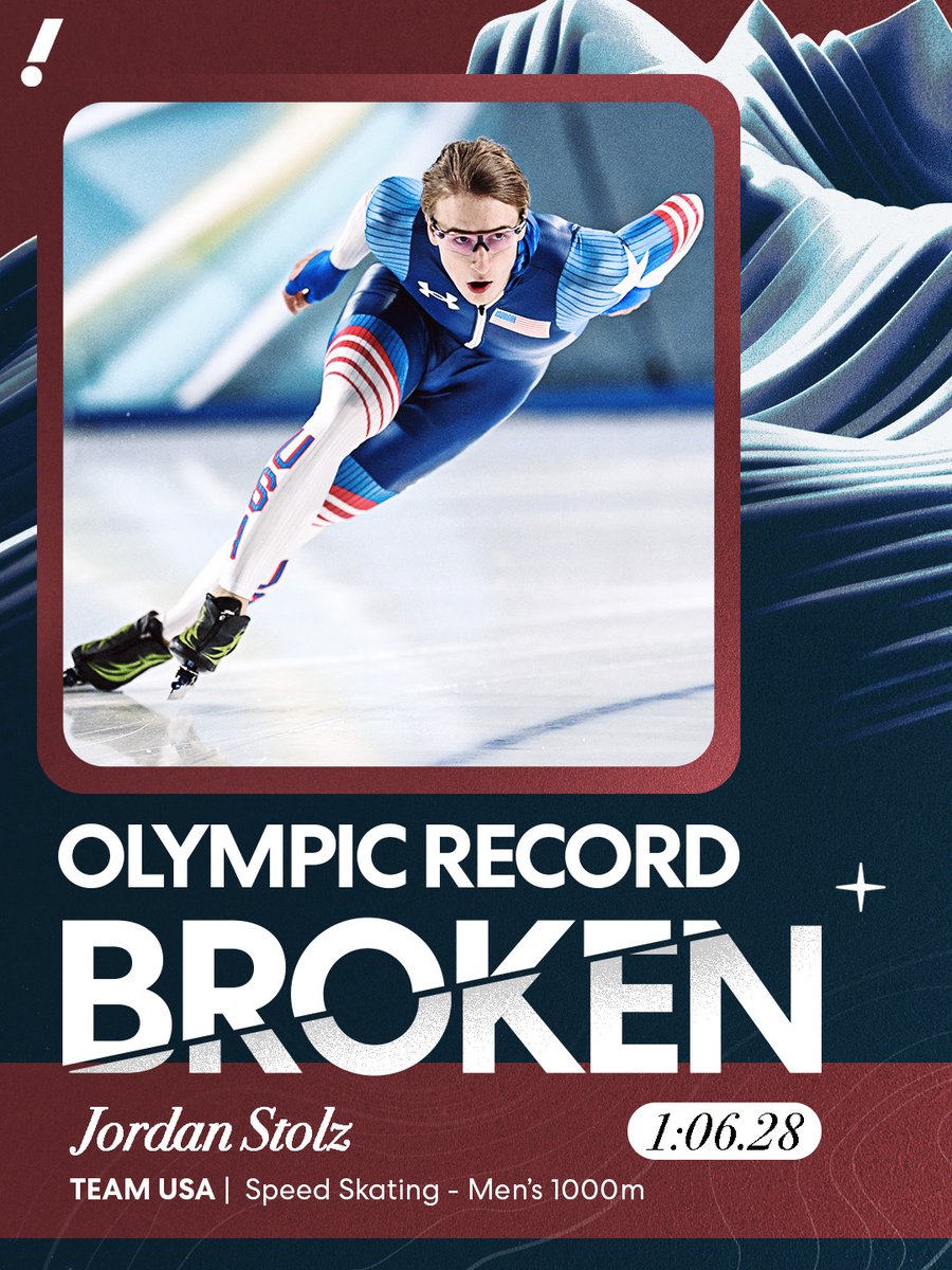 YahooSports's tweet image. OLYMPIC RECORD FOR JORDAN STOLZ 🐐

Team USA's top speed skater makes history in his first race 🇺🇸 #WinterOlympics