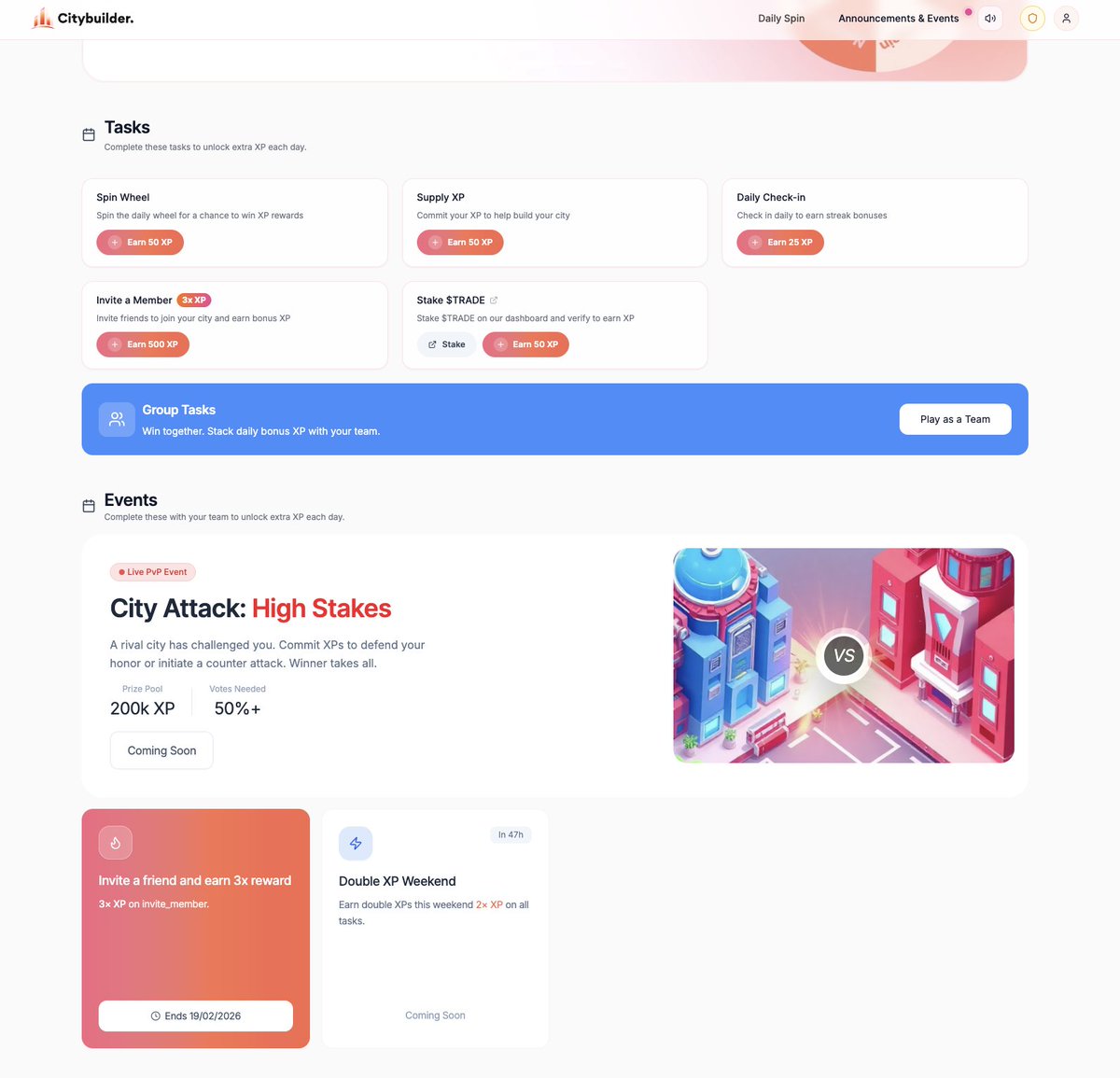Limited-time events are now live on City Builder.

Keep an eye out for these events so you don't miss extra rewards!

More updates on their way.

city.integralayer.com