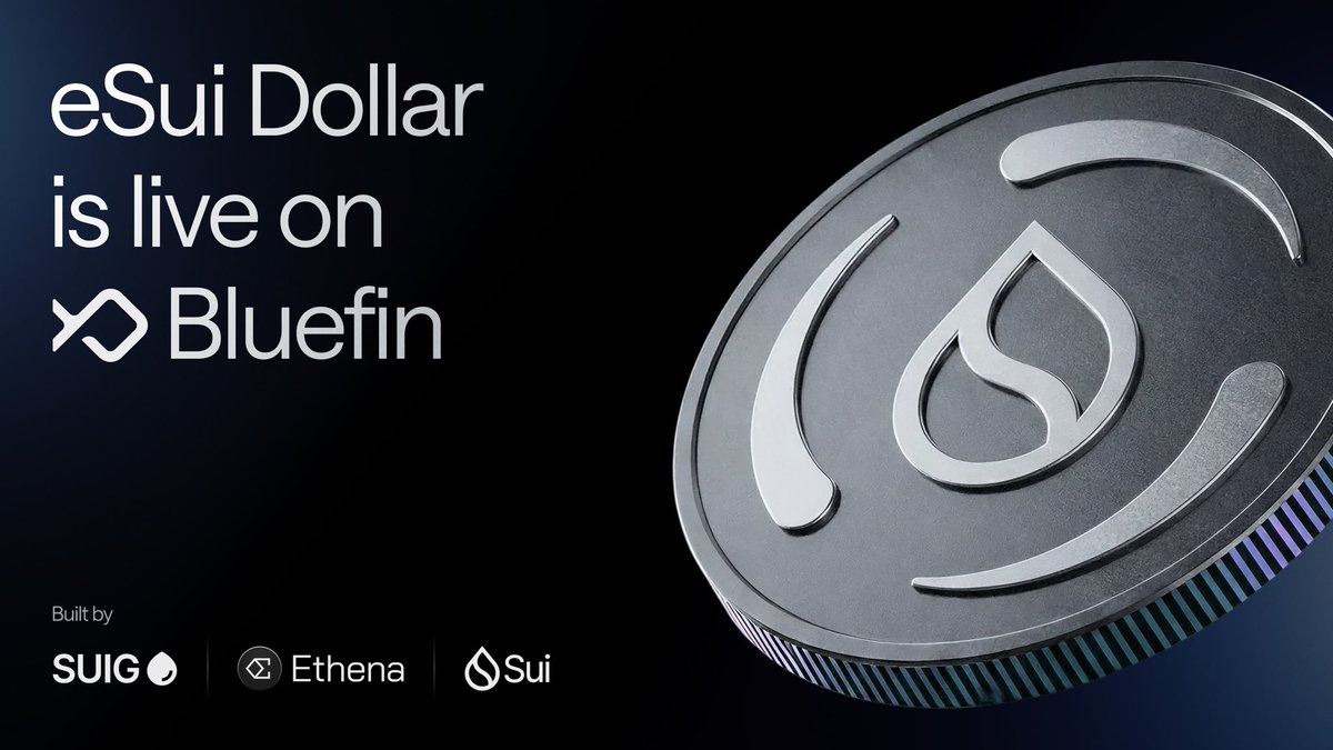 We are thrilled to be a launch partner of the eSui dollar (suiUSDe), built by <a href="/officialSUIG/">Sui Group Holdings (SUIG)</a> (NASDAQ: SUIG), @Ethena, and <a href="/SuiNetwork/">Sui</a>.

suiUSDe is now live on Bluefin Spot, and will soon be available for deposits on Bluefin Vaults, powered by <a href="/EmberProtocol/">Ember Protocol</a>.
