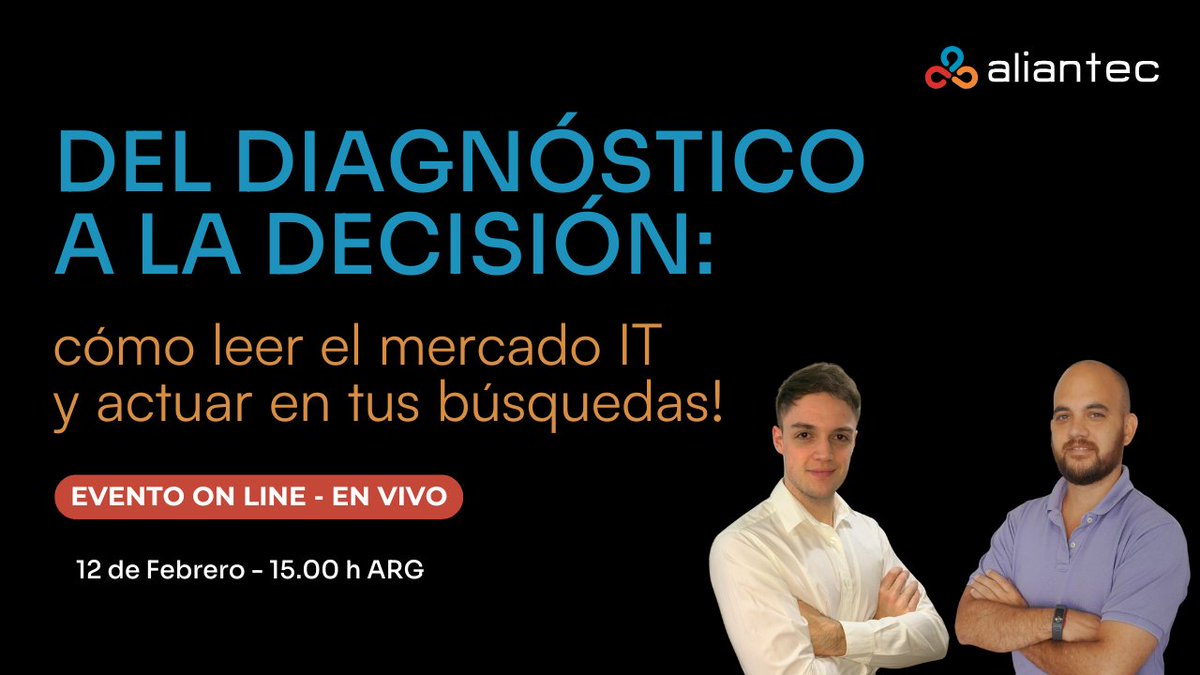 ➡️ Mañana hablamos de algo clave: cómo dejar de decidir búsquedas IT a ciegas.
Diagnóstico, datos reales del mercado y criterios claros para elegir mejor.
📅 Jueves 12/2 · 15 hs
👉 lnkd.in/dC7TtZdH