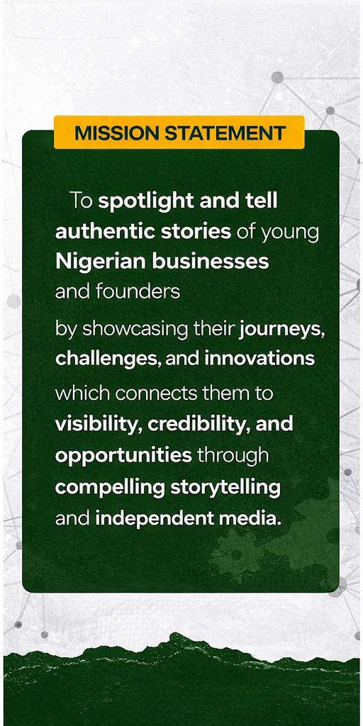 builtinnaijang's tweet photo. We’re not just telling startup stories we’re building the visibility engine for them. 🇳🇬
 It’s clarity. It’s access. It’s ecosystem.

Welcome to the movement. #BuiltInNaija https://t.co/gHcponD8Qy