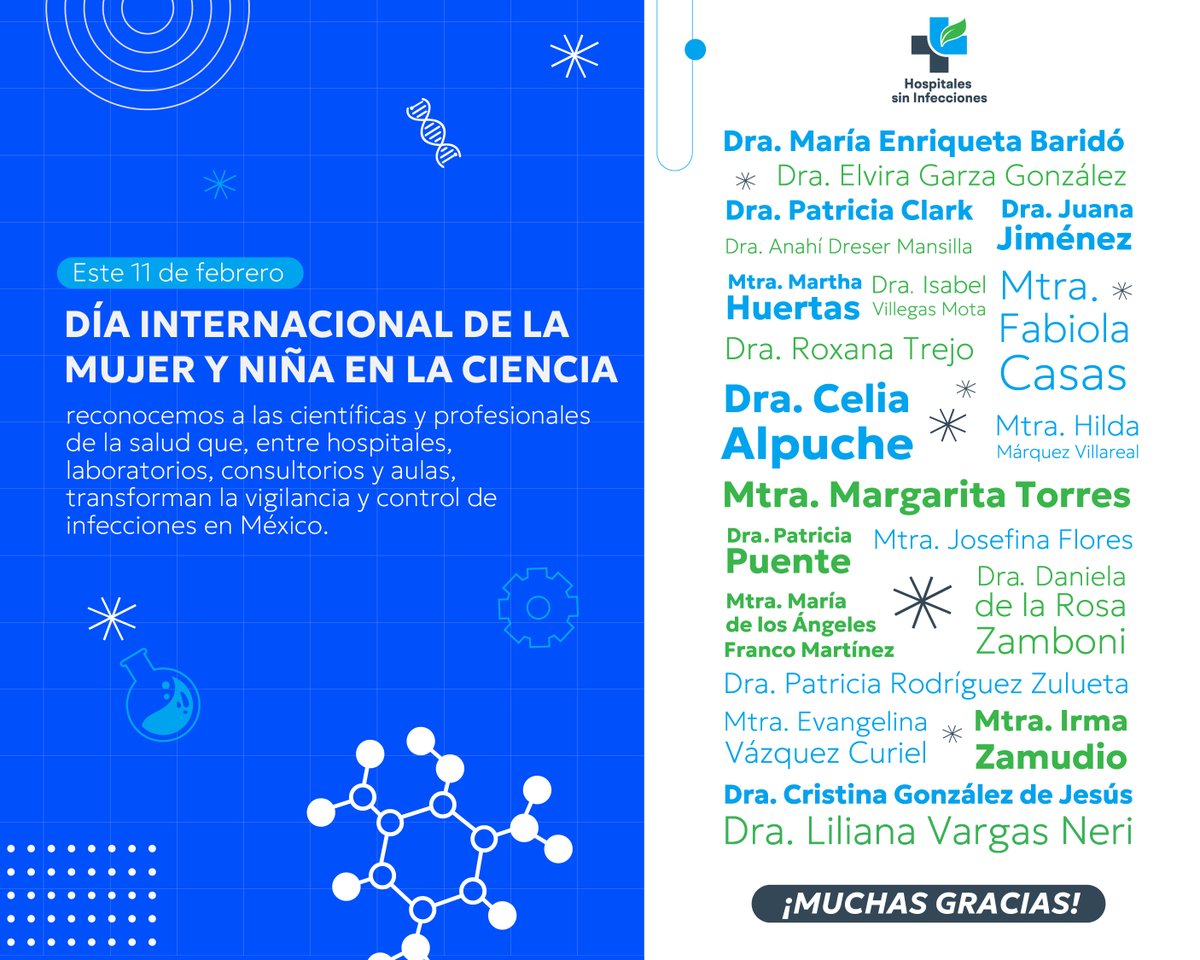 La ciencia no tiene género, pero la mirada de la mujer es clave para curar al mundo. ¡Muchas gracias por su dedicación a la prevención y control de Infecciones Asociadas a la Atención de la Salud! ❤️

#DiaDeLaMujerYLaNiñaEnLaCiencia
