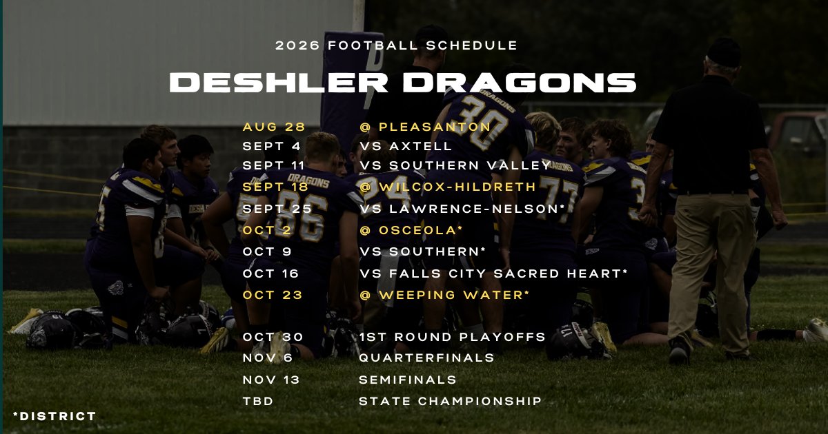 2026 Varsity Schedule 🐲🏈