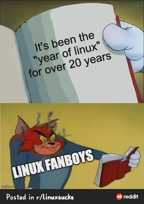 FirxtTech's tweet photo. It's still the year of Linux desktop!😂😂😂 https://t.co/FSodPn2MFD