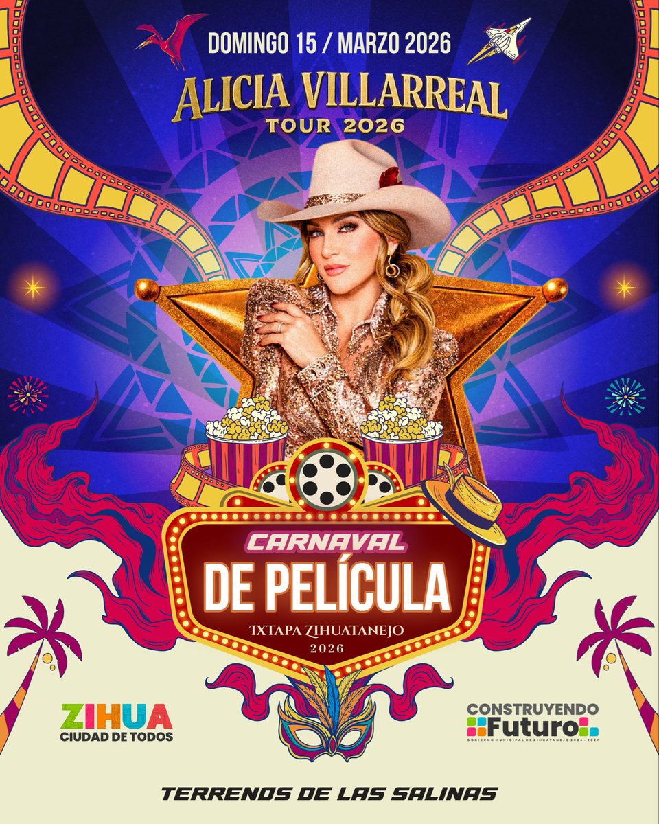 Nuestro carnaval se llena de emoción y música. 🎶
15 de marzo recibiremos con orgullo a Alicia Villarreal, quien llegará para hacer vibrar el escenario con sus grandes éxitos y poner a cantar a todo el público. 💃🎤
Ven con tu familia y amigos y disfruta de una noche inolvidable.