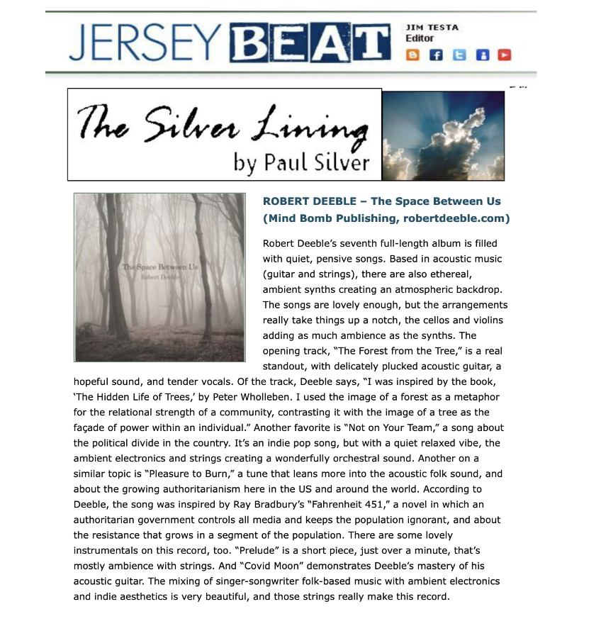 Jersey Beat Review
"The mixing of singer-songwriter  folk-based music with ambient electronics and indie aesthetics is very  beautiful, and those strings really make this record."