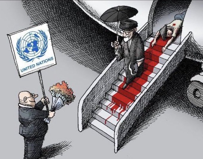 Tras las terribles matanzas sobre manifestantes indefensos cometidas en Irán por el régimen islamista, la ONU felicita a los ayatolas manchados de sangre por el aniversario de la revolución con la que se hicieron con el poder.
Asco