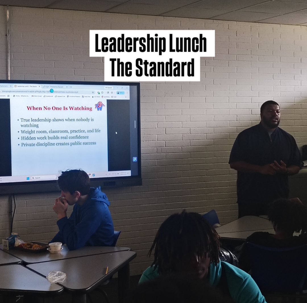 #LeadershipLunch today by Coach Scott.  Talking about the standard...it's the standard and we hold each other to it!
#TigerPrideRising #RestoreTheRoar