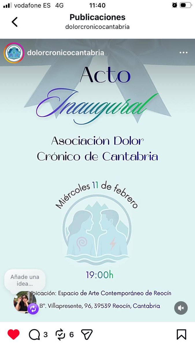 Enhorabuena a @dolorcronicocantabria   por esta iniciativa en el día de su nacimiento. La segunda asociación en España de pacientes con #dolorcronico #Cantabria #pacienteempoderado #villapresente #puentesanmiguel