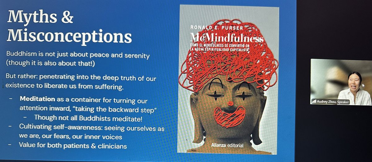 AkwiAsombangMD's tweet image. Listening to Audrey Zhou @MGH_GI Global GI Educational Series

BUDDHISM
💡 “Buddhism is not just about peace &amp;amp; serenity”
➡️ “…It’s not about being  zen”

➡️ “…But rather penetrating into the deep truth of our existence to liberate us from suffering”

#faith #belief #religion