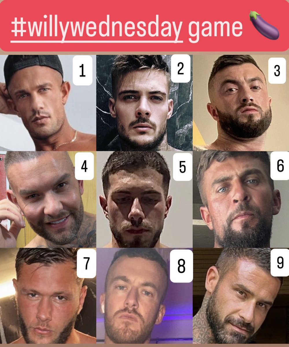 WomensEyeCandy1's tweet photo. Wanna play a #WillyWednesday game? 😜 Can you match the Hunk to the correct Willy? 
1. @APOLLO_STEEL680 
2. @LeoMCreator 
3. @JamesHardyx93 
4. @AndyLeexxx 
5. @jaymeDXXX 
6. @musclemastersam 
7. @CharlieEssex69 
8. @johnny_bravo808 
9.@mriconicof 
Good luck Dick Detectives!🕵️‍♂️ 🍆 https://t.co/o3Y7czGPNy
