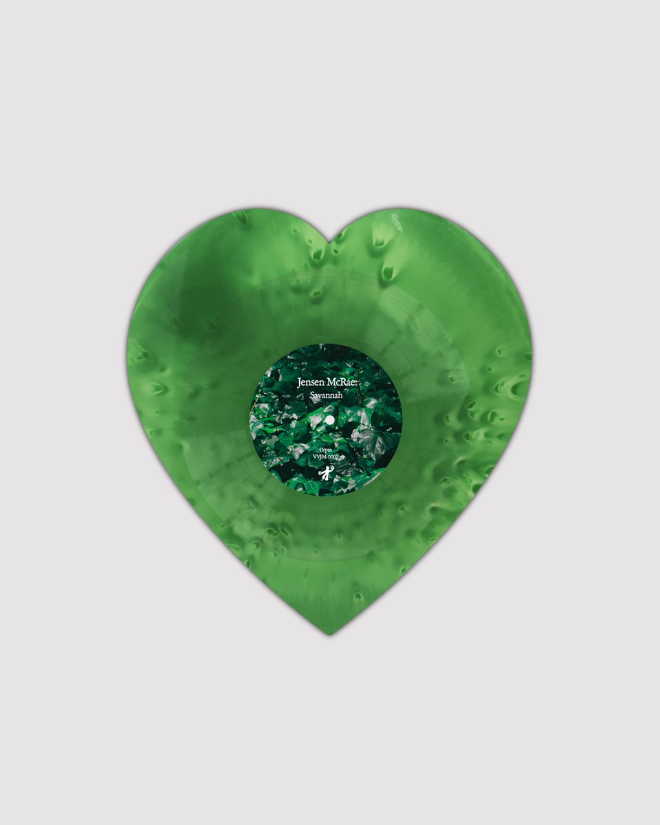 VV x Jensen McRae 

REPOST TO ENTER GIVEAWAY FOR JENSEN TEST PRESSING

For Valentine’s Day, “Massachusetts” / “Savannah” pressed on green ghostly heart shaped vinyl, and hand-numbered out of total units sold. Once the presale is over, this will not be repressed.