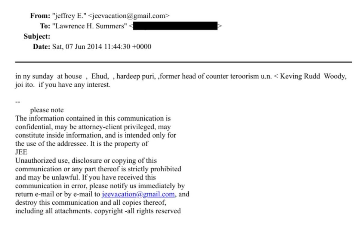 What an august delegation <a href="/HardeepSPuri/">Hardeep Singh Puri</a> Ji! 
Epstein organising dinner at his home in June 2014 with:
1. Lawrence Summers - ex President of Harvard who stepped back from public commitments in 2025 after apology for Epstein links. 100s of emails discussing romantic relationships