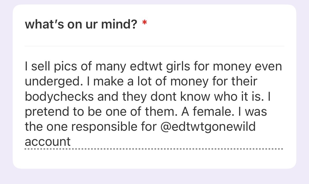 i can’t stress this enough STOP POSTING BODY CHECKS. NEVER TRUST ANYONE. DONT POST YOUR FACE.