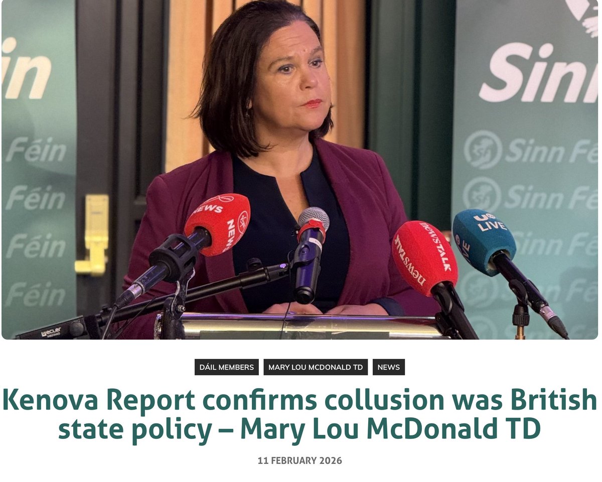 “Ireland cannot lend its consent to another British-authored process designed tdo entrench impunity for acts that claimed the lives of 100's of Irish citizens. That is why the inter-state case must remain firmly on the table.” - Mary Lou McDonald
sinnfein.ie/news/kenova-re…