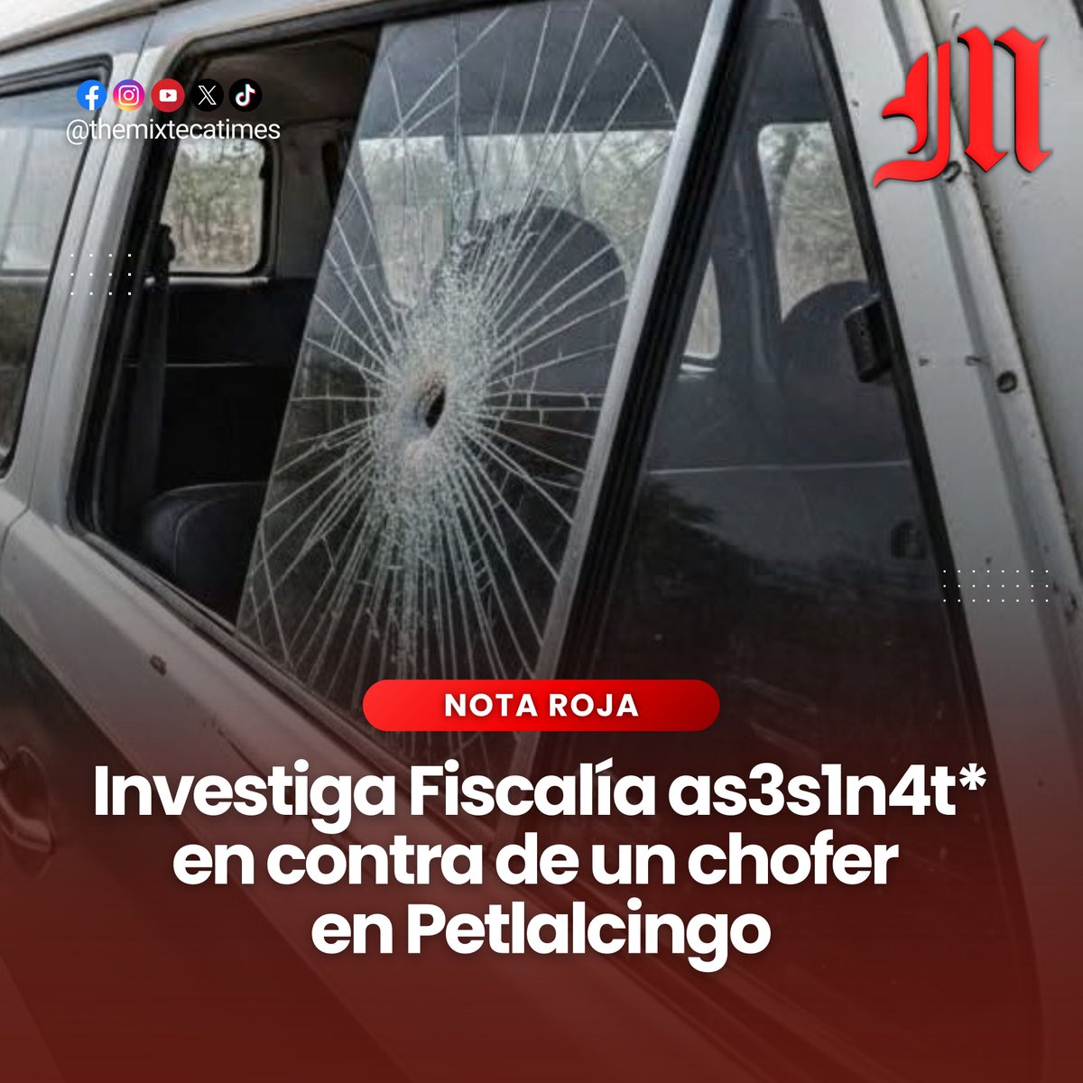 TheMixtecaTimes's tweet image. Un masculino que fue identificado como Gaudencio T. muri* tras ser at4c4d0 a b4l4z*s cuando conducía una unidad del transporte público en la carretera de terracería a la altura de la comunidad de Texcalapa de Juárez en el municipio de #Petlalcingo.

themixtecatimes.mx/index.php/2026…