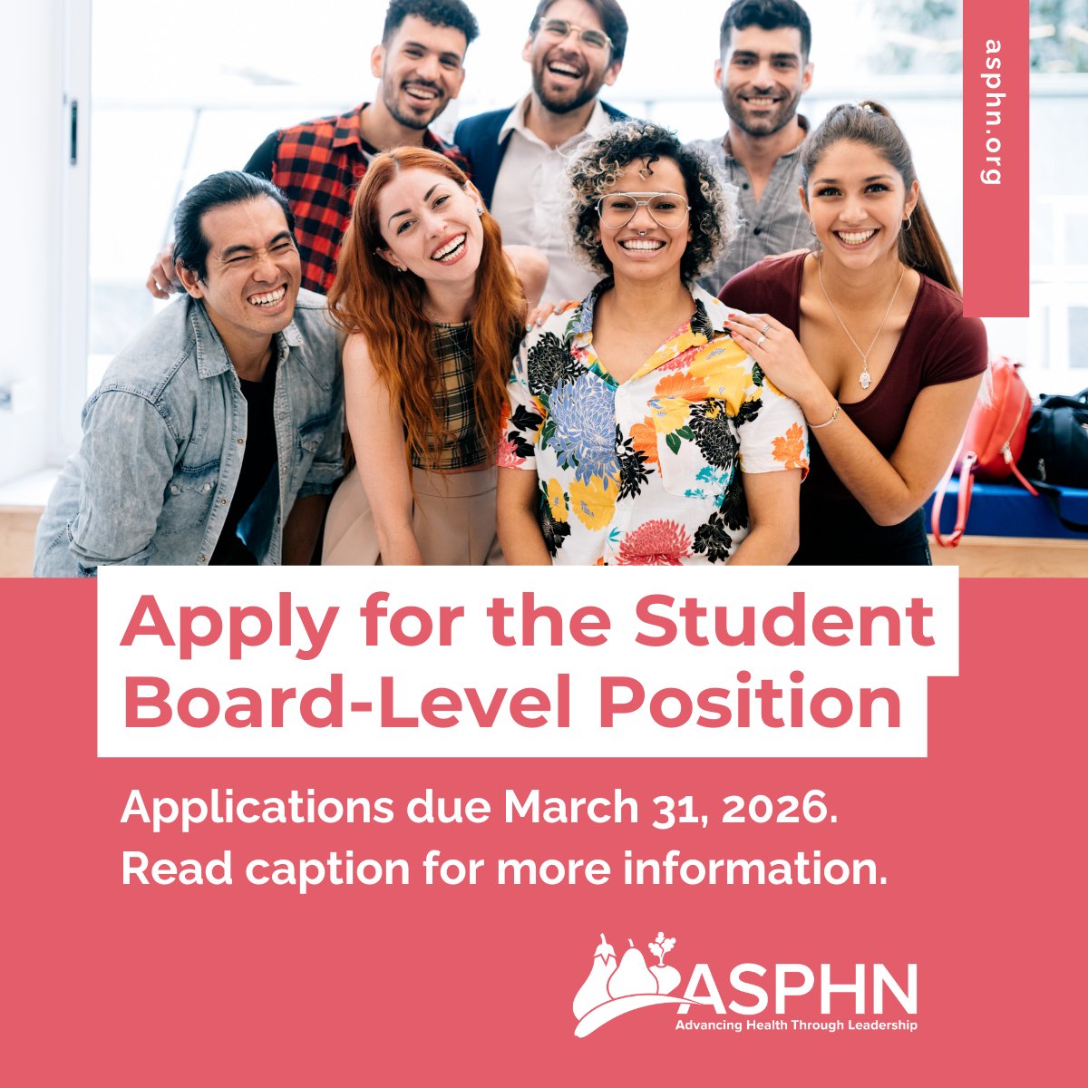 Calling ASPHN #student members!

Apply to be the ASPHN Student Board Representative and gain board-level experience, #leadership skills, and national connections. linktr.ee/asphn #publichealthnutrition