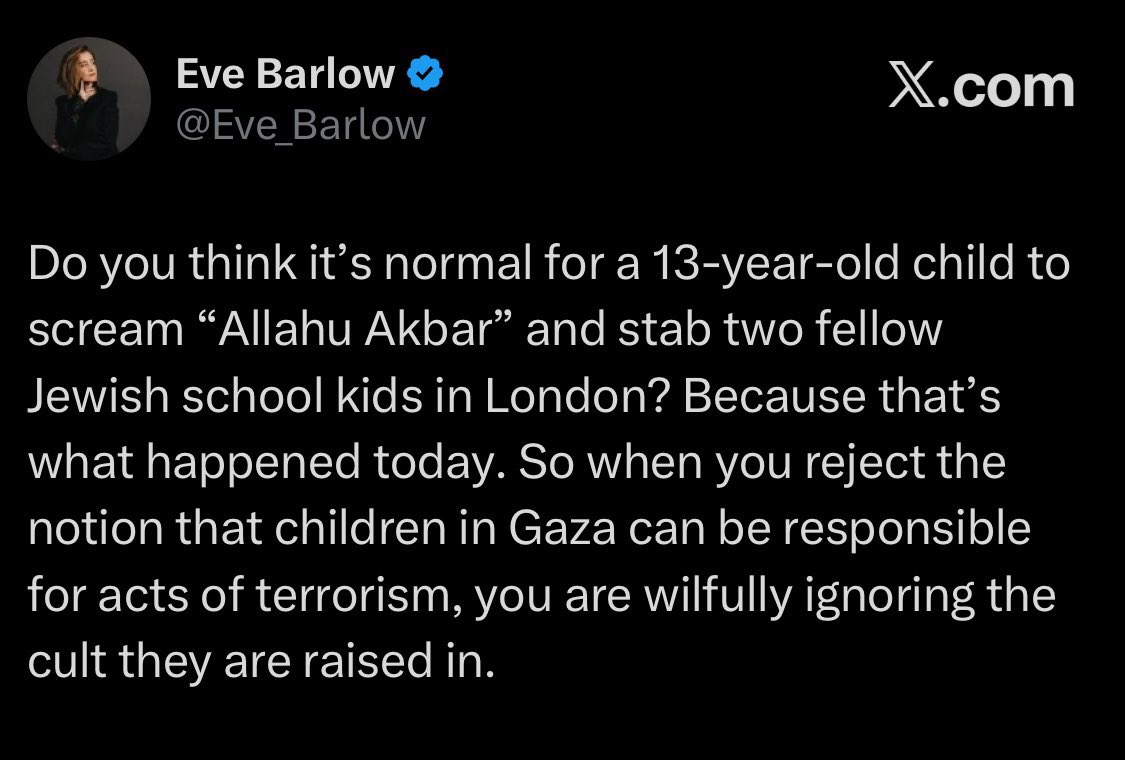 This is the typical Zionist mindset regarding the Gaza genocide.

Palestinian identity itself is a threat to Zionism, therefore Palestinians are inherently dangerous people hellbent on killing Jews for no reason. Killing Palestinians is always self-defense.