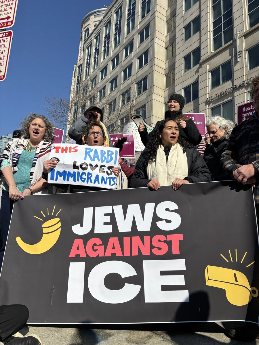 jewishaction's tweet photo. Rabbis and Jewish leaders are here from across the country. #JewsAgainstICE