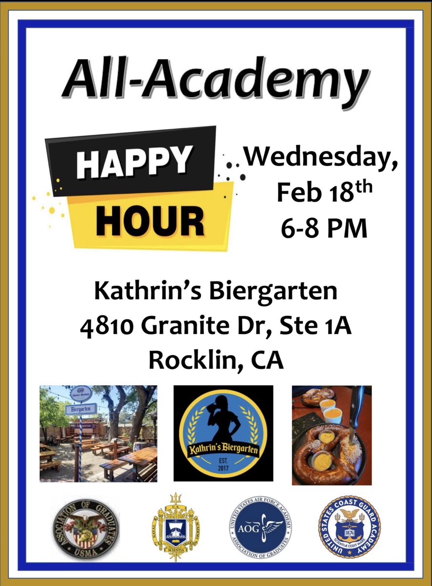 WPSNorthernCA's tweet photo. Fellow Graduates and Friends-

Please plan on joining us at February’s All-Academy Happy Hour!!
 Location: Kathrin’s Biergarten
                  4810 Granite Street, Ste 1A
                  Rocklin, CA
Time: 6-8pm

Come, and bring a friend, as we return to this favorite.

I https://t.co/YyLBUw9O6X