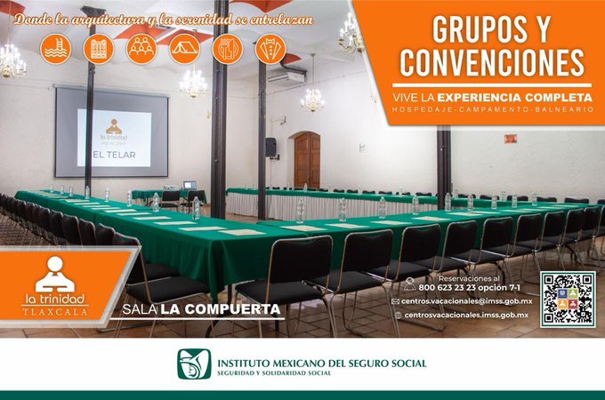 🧐 Tu convención, reunión o capacitación en un espacio que lo tiene todo ✅
📍 Centro Vacacional IMSS "La Trinidad" en #Tlaxcala. 
🏨 Hospedaje | ⛺ Campamento | 💦 Balneario
📌 Sala La Compuerta

🌐 centrosvacacionales.imss.gob.mx