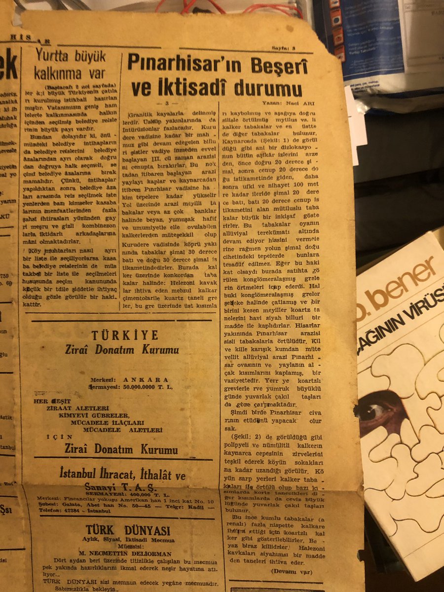 1954 yılında Pınarhisar ilçemizde yayın hayatına başlayan Hisar Gazetesi. Elimdeki sayı 1955 yılına ait.