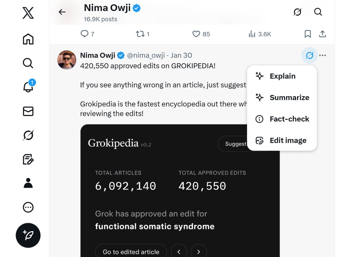 What if X had GROK SHORTCUTS for each POST?!

Many people use Grok to FACT-CHECK, SUMMARIZE, and... the posts on X! It'd be cool if there were some shortcuts for them!

I created a concept! What do you think?