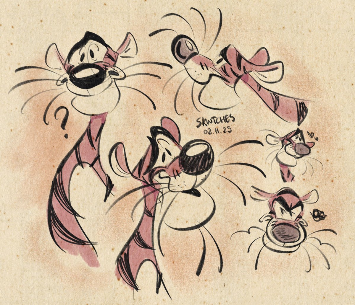 skwtches's tweet photo. Tigger art from last year to commemorate 26 years of "The Tigger Movie" 🧡 https://t.co/omxTmX2pCC