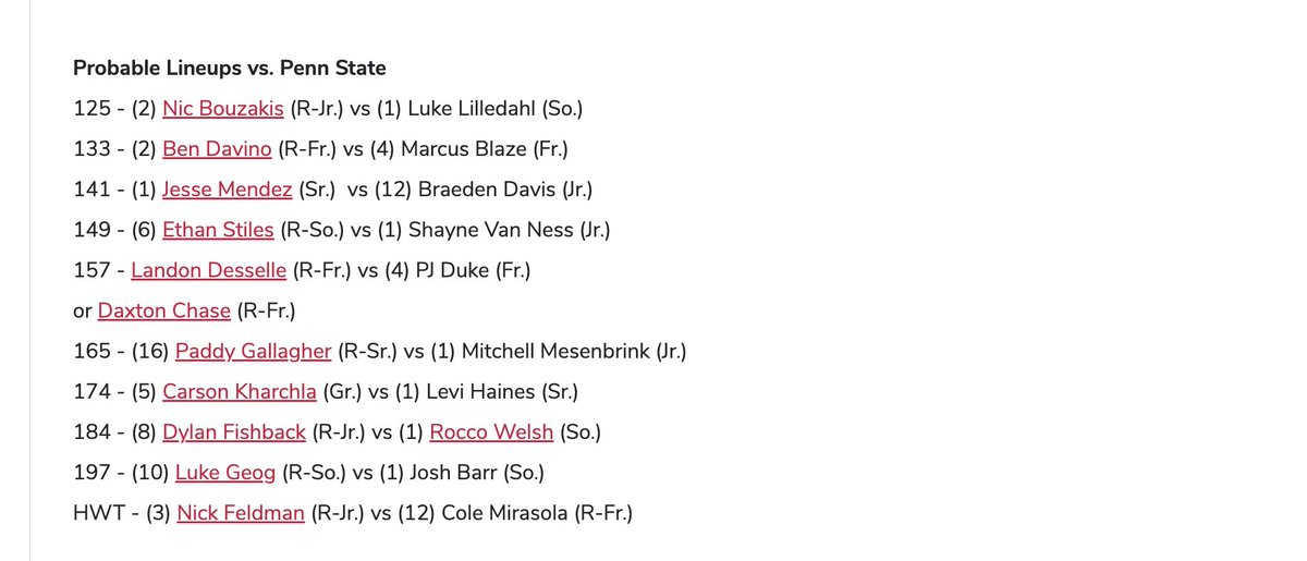AndrewDeal22's tweet image. PJ Duke will not wrestle No. 1 Brandon Cannon this weekend

Cannon has been out of Ohio State's lineup since its dual against Minnesota on Jan. 23