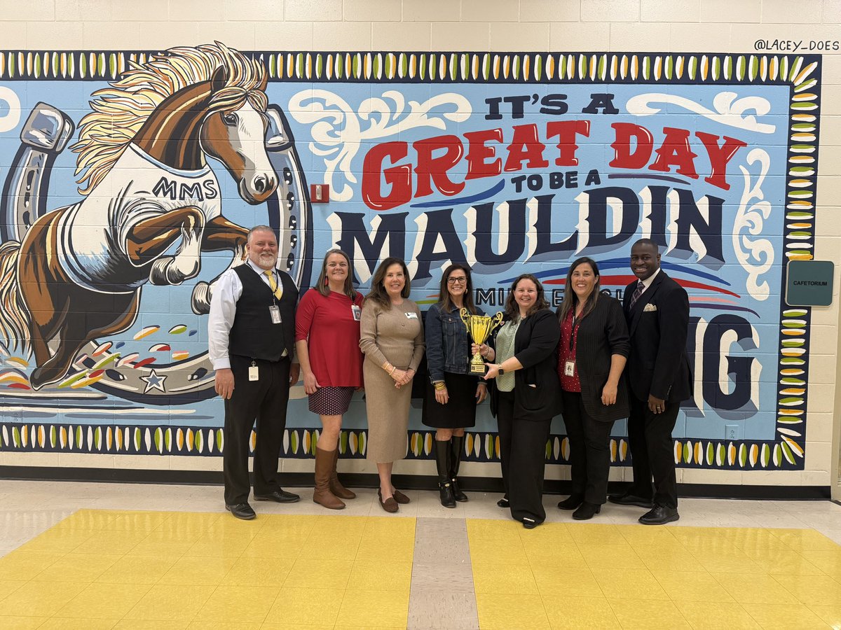 The district is celebrating Lexia English leaders!  Mauldin Middle has the highest % of MLs that have leveled up 3+ times in the district! Today we were presented with a trophy by Lexia English and our MLP. So very proud of our ML students!