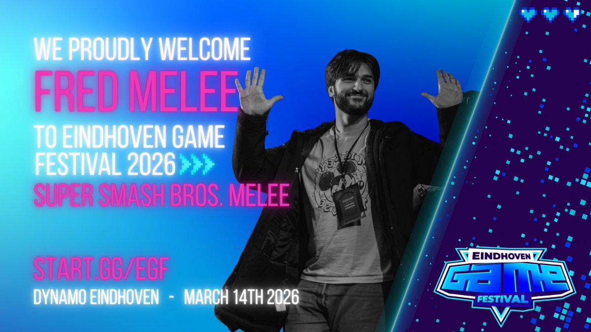 Our next player is an up and coming legend from the UK, ranked 25th in Europe. We proudly welcome <a href="/fredmelee/">Fred Melee</a> to Eindhoven Game Festival

📅14 March 2026
🎮SSBM, SSBB, Rivals 2, Tekken 8
📌Eindhoven, The Netherlands

Sign up⬇️