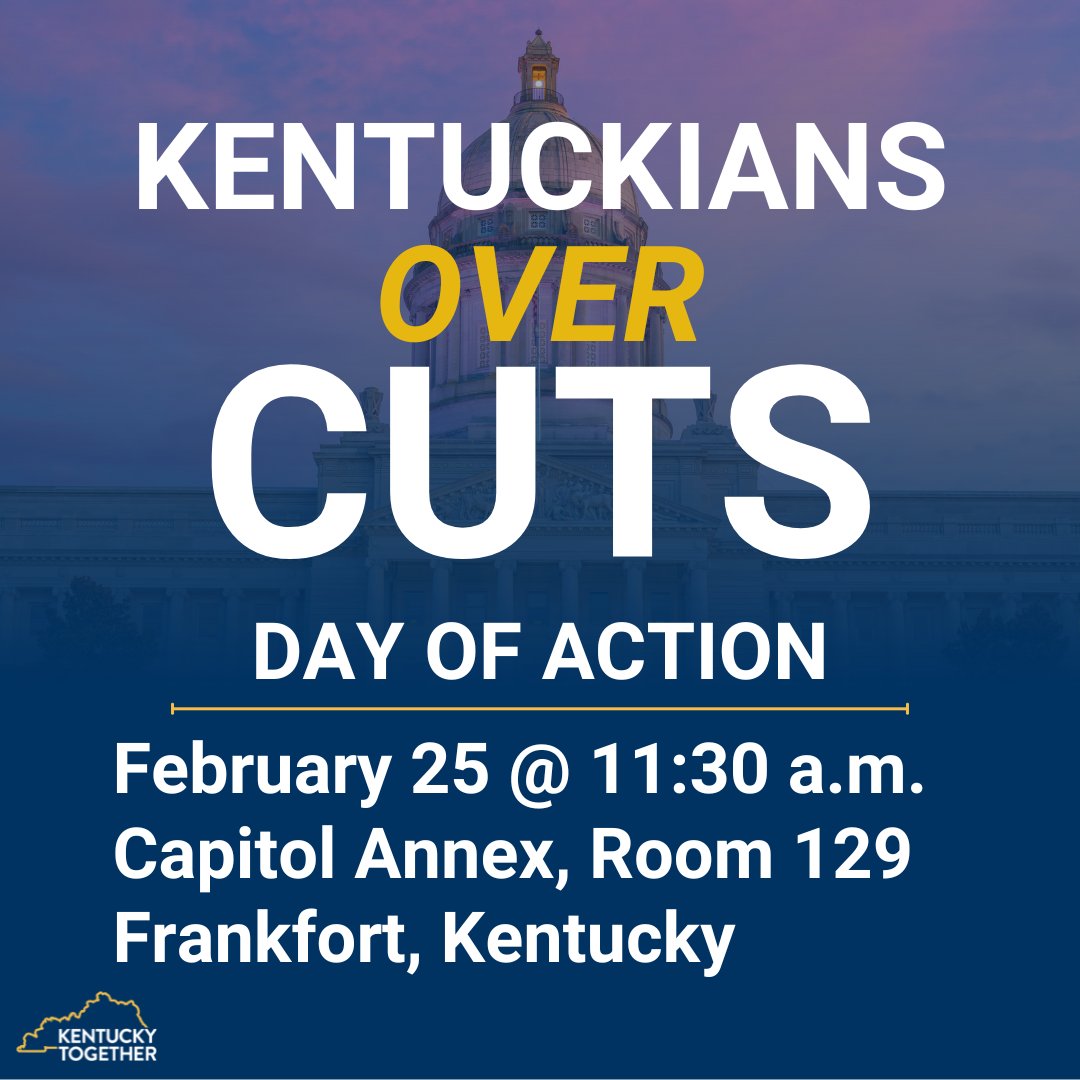 KyPolicy's tweet photo. The state budget allows us to build a better Kentucky, but the current House proposal fails to put Kentuckians over cuts.

The House budget chair recently invited advocates to put their “best case forward.” That’s what we'll do February 25.

Join us: https://t.co/JJA4iA7od1 https://t.co/IJsdlMl5Ex
