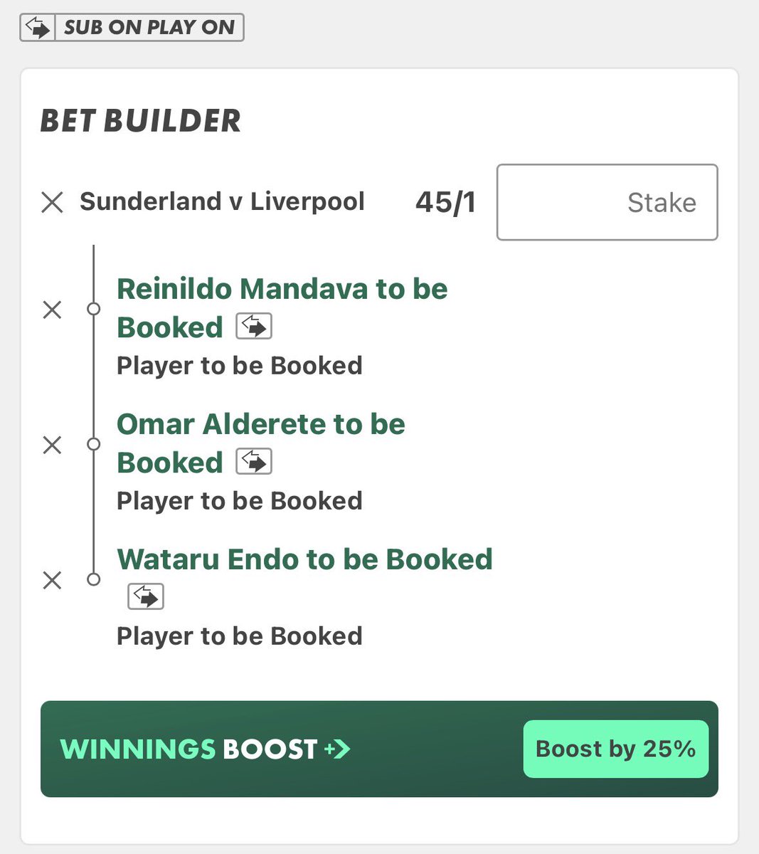 bettingvillage's tweet photo. Sunderland v Liverpool 🟡🔴

Huge 25% boost available on Bet365 for it, link below! 👇🏼

We've used ours on the first one.

18+ gambleaware https://t.co/x6EziAZbqr