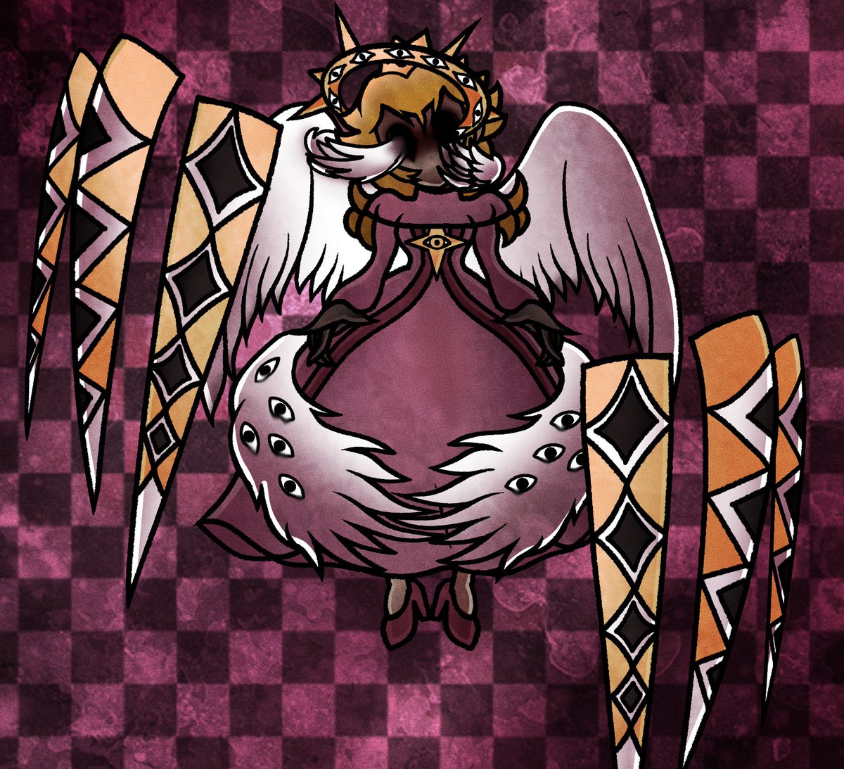 New horrorbrew idea that came from a dream. Saint Seraphi. 

An angellic Peach character created to exercise demonic beings from Mario games. However, she began to corrupt, as she exercised more demons, becoming numb to it, smiling as she does so, without a second thought.