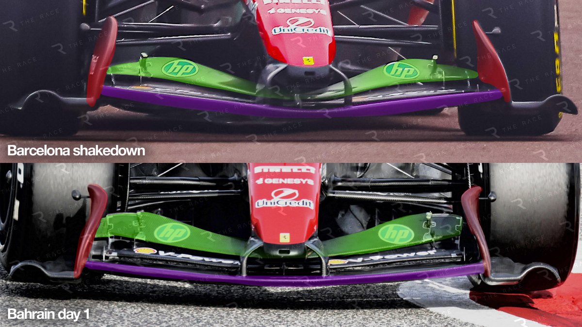 RosarioGiuliana's tweet photo. First #Ferrari updates spotted: new floor and front wing
#F1Tech https://t.co/k6qGWf3Eh5
