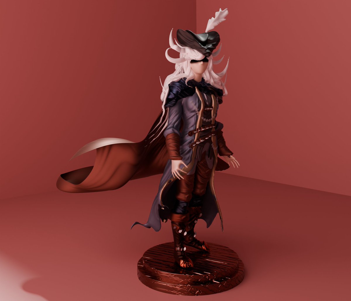 muwrichan's tweet image. Lady Maria sculpture 🩸#bloodborne #artmoots 
This is how I imagine she looked before her depression arc. I changed the dark clothes to some blue ones and added some brighter browns. The render is not the best one I've made, but the lights we're killing me so I did what I could…