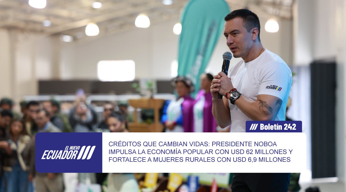 BOLETÍN | 🇪🇨

“Pensamos en las mujeres del sector agrícola, en los emprendedores, en quienes tienen un sueño y solo necesitan financiamiento para convertirlo en realidad”, expresó el presidente de la República <a href="/DanielNoboaOk/">Daniel Noboa Azin</a> en el evento “Del Territorio al Desarrollo: Millones