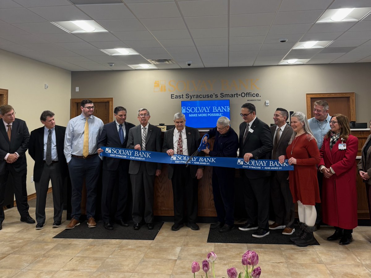 SolvayBank's tweet photo. Today marks a proud moment for Solvay Bank as we officially cut the ribbon on our newest branch at 4248 James St. in East Syracuse! Stop by anytime to meet our dedicated East Syracuse team! 🔗 https://t.co/UHnytF5ACy.

#SolvayBank #CommunityBanking #EastSyracuse #CNYBusiness https://t.co/tkNUddU0m9