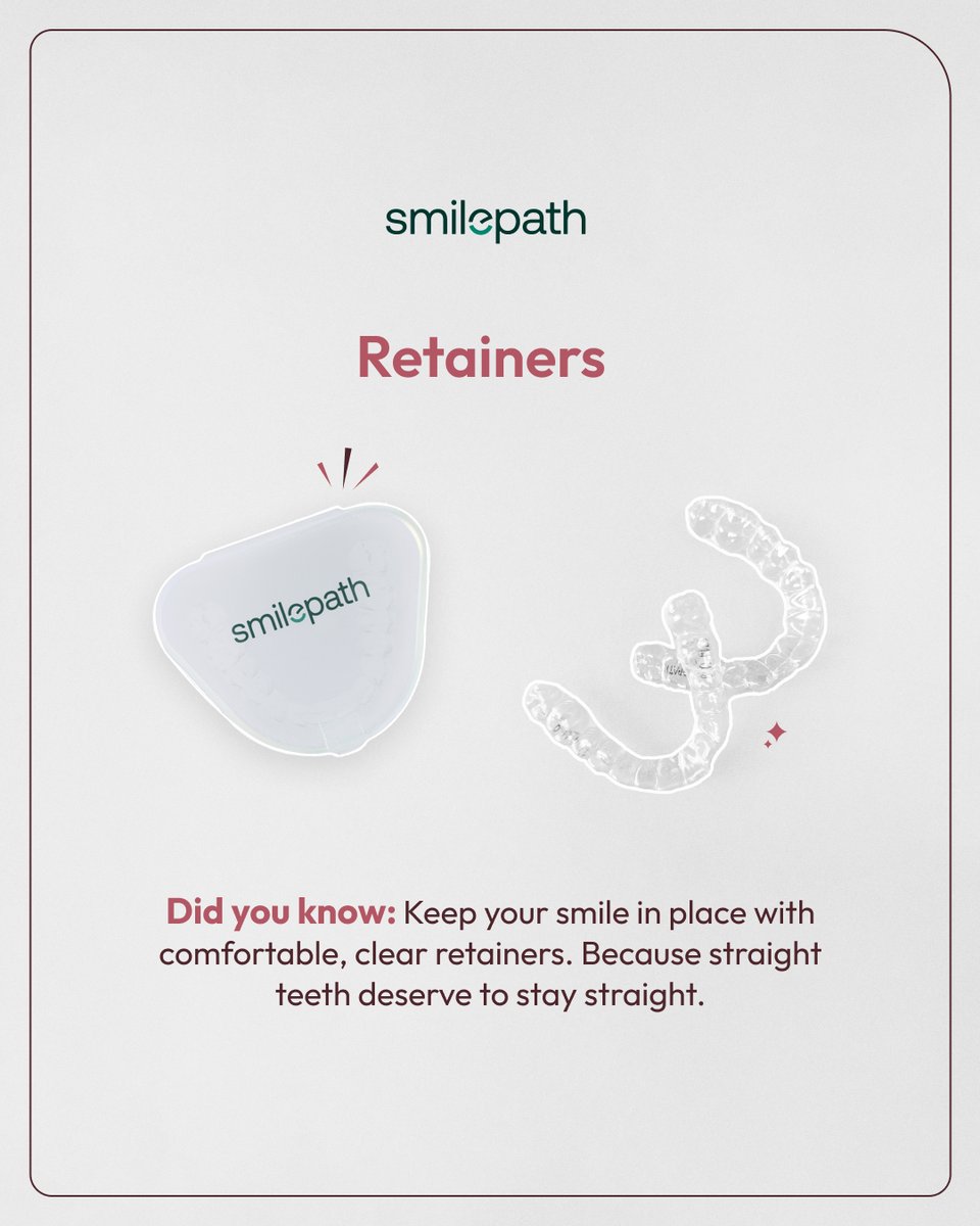SmilePathAus's tweet image. Your smile needs protection after alignment.
Keep it in place for life with clear, comfortable retainers.

#ClearRetainers #SmileMaintenance #HealthySmile