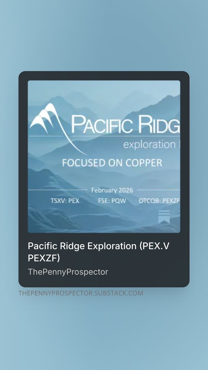 PennyProspects's tweet photo. Why I am Betting Big on Copper - The Undervalued Copper Junior Trading 6–8X Below Peers in a Copper Bull Market. 

Copper is headed into a massive bull market that will make producers, developers, and explorers alike rip. 7% of the global supply has disappeared in a copper market already in a huge deficit. According to Robert Friedland:

“We’re consuming 30 million tonnes of copper a year. Only 4 million tonnes of which is recycled. That means to maintain 3% GDP growth, with no further electrification. We have to mine the same amount of copper in the next 18 years as we mined in the last 10,000 years, combined. This is without any new electrification, without data centers, without solar and wind, and the greening of the world economy. You people have no idea whatsoever what we’re facing.”

Demand is exploding due to the evolution of EVs, grid buildouts, and AI, all while the supply is collapsing. That’s why I am taking a bet on an undervalued copper developer with a proven, scalable resource in a Tier 1 jurisdiction, trading at 6-8x below peers. Check out my article on my highest-conviction copper play. 

Pacific Ridge Exploration ( $PEX.V $PEXZF) https://t.co/Qph1rGn0k7
#Copper #Juniormining