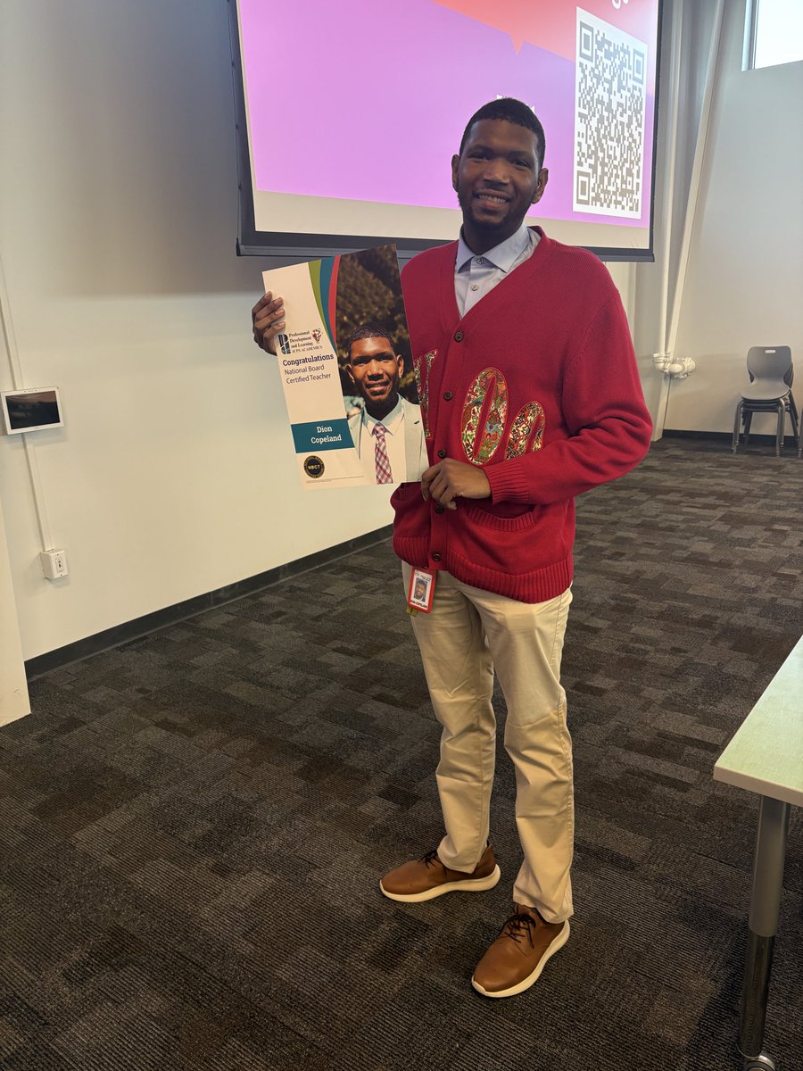 JCPSLeads's tweet photo. Huge congratulations to Dr. Dion Copeland, Assistant Principal at Shawnee, on becoming a National Board Certified Teacher! We took a moment during today’s AP meeting to recognize this outstanding honor. Thank you for your commitment to excellence, Dr. Copeland! @ShawneeAcademy https://t.co/M5Wyta0Uz3