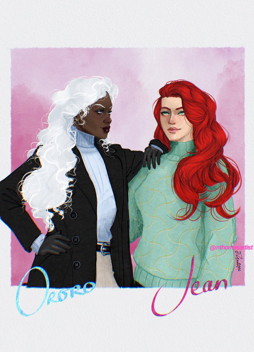 Jean Grey &amp; Ororo Munroe - Phoenix &amp; Storm

one of my favorite things is seeing these two together so i kinda just wanted to do a little cozy vibe pic of them 

#jeangrey #ororomunroe #xmen