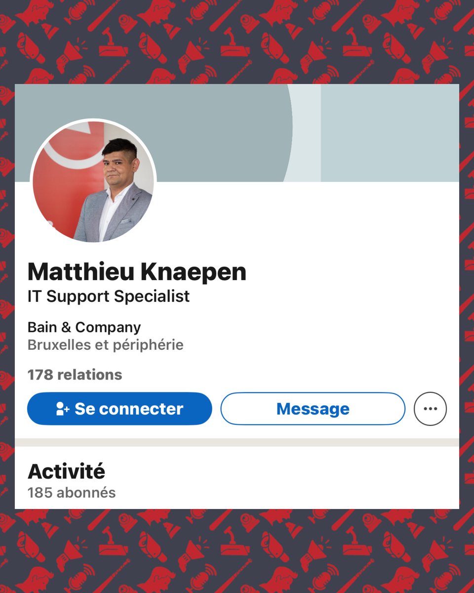 SwordOfSalomon's tweet photo. 🚨🖥️ SIGNALEMENT : Matthieu Knaepen, technicien informatique bruxellois 🇧🇪 chez @BainandCompany, l’un des plus grands cabinets mondiaux de conseil en stratégie et management, a tenu des propos d’une gravité extrême, regrettant l’époque où les Juifs portaient « une petite étoile jaune sur la poche gauche » ⭐️

🎖️ Il estime egalement, que le professeur Julien Théry mériterait d’être récompensé de la Légion d’honneur à la suite de ses propos antisemites.

❌💼 De tels propos sont incompatibles avec les valeurs d’une entreprise internationale de premier plan. Ils appellent des mesures disciplinaires immédiates.

⚖️ Ces déclarations doivent également faire l’objet de poursuites judiciaires appropriées.

Cc  @policefederale @zpz_polbru @joelrubinfeld @ccojb @_LICRA_ @Assita_Kanko @MichaelFreilich @GLBouchez @jonathasbel @EU4BE