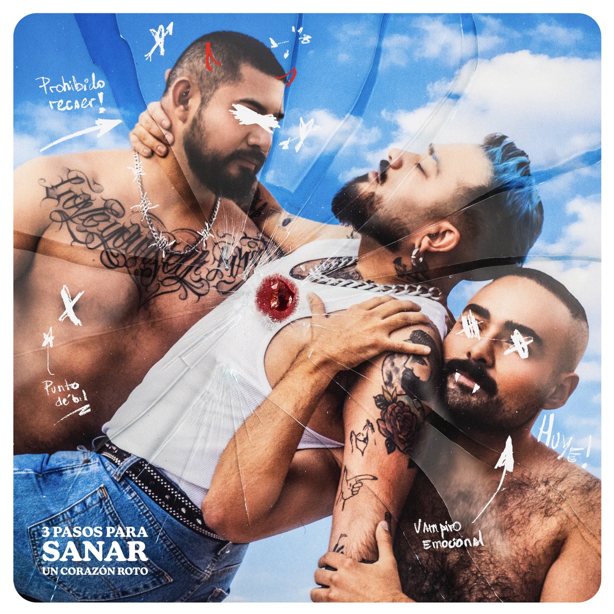 Esta es el cover art de mi nuevo álbum “3 Pasos Para Sanar Un Corazón Roto” ❤️‍🩹 ☁️

Gracias a Pablo Fattori por el diseño integral de la portada, y mis barbamodelos <a href="/Conta_Fercho/">Ferdinand Colt</a> junto a Arturo Rivera 😍✨

ditto.fm/3-pasos-para-s…