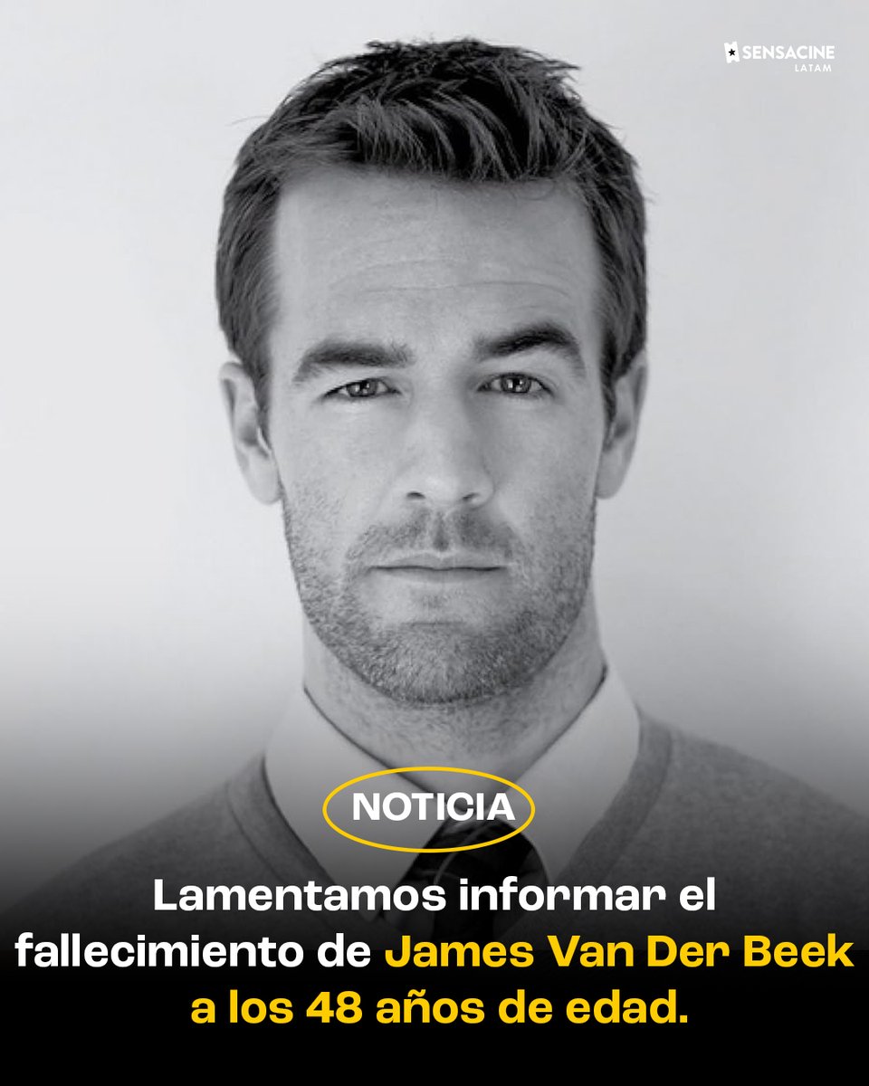 SensaCineLATAM's tweet photo. James Van Der Beek, recordado por su papel como Dawson en 'Dawson's Creek', falleció a los 48 años tras luchar contra el cáncer colorrectal.
 #DawsonsCreek https://t.co/Y0tUSe2nbl