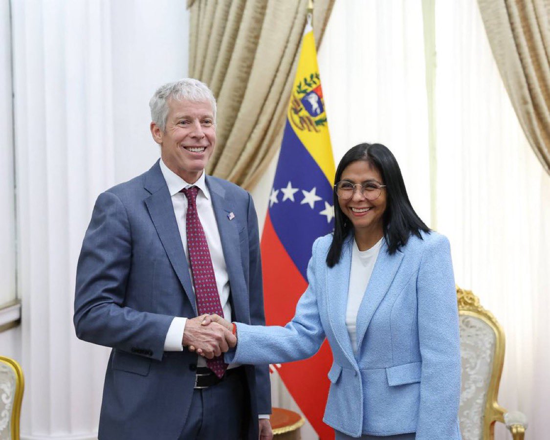 US Energy Secretary Chris Wright and interim President (and former Maduro VP) Delcy Rodriguez, all smiles in Caracas.

Hard to overstate how unthinkable this photo would have seemed six weeks ago.
